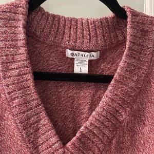 ATHLETA Vital‎ V-Neck Wool Cashmere Tunic Sweater Red M